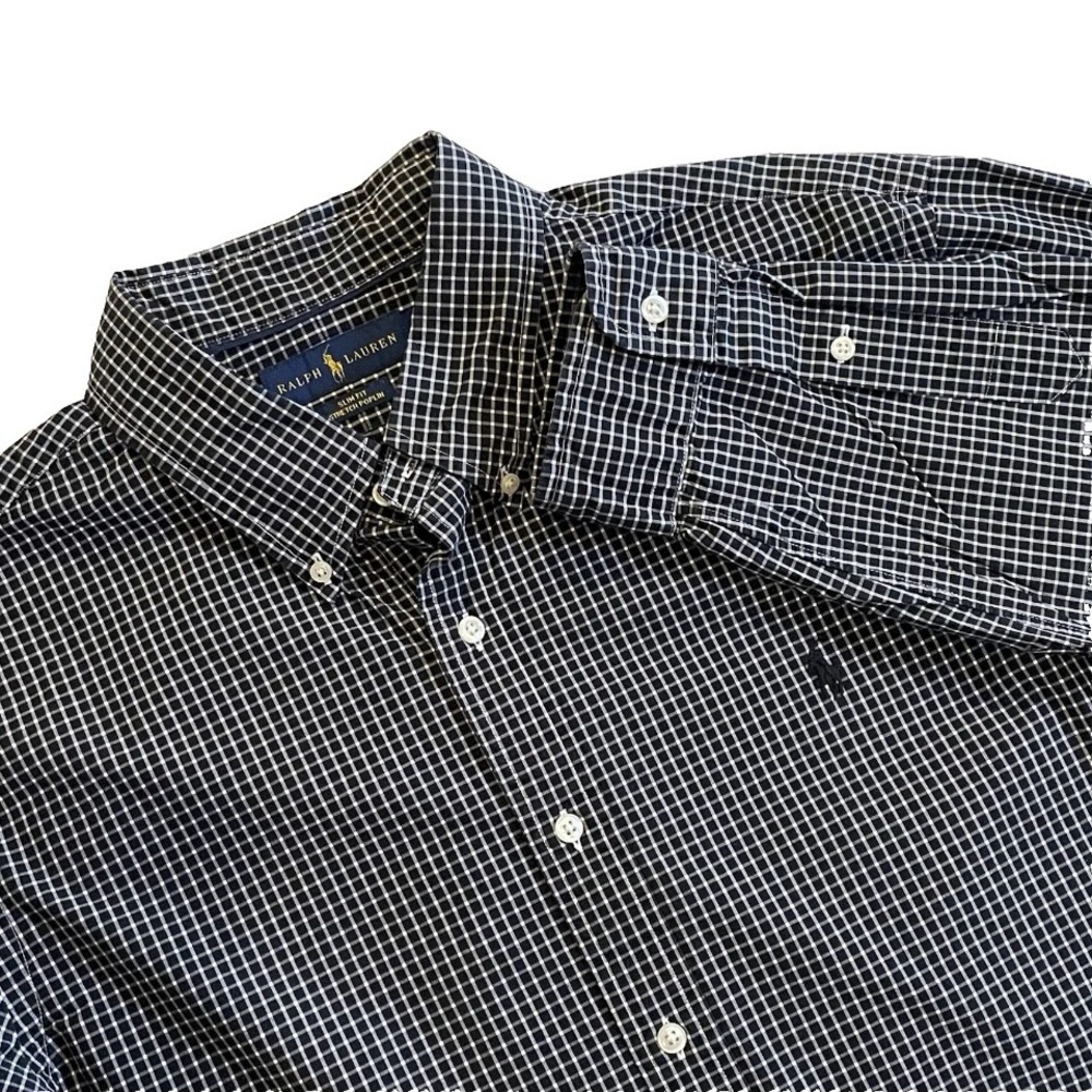 Ralph Lauren Polo Men's Black and White Gingham Checkered Shirt